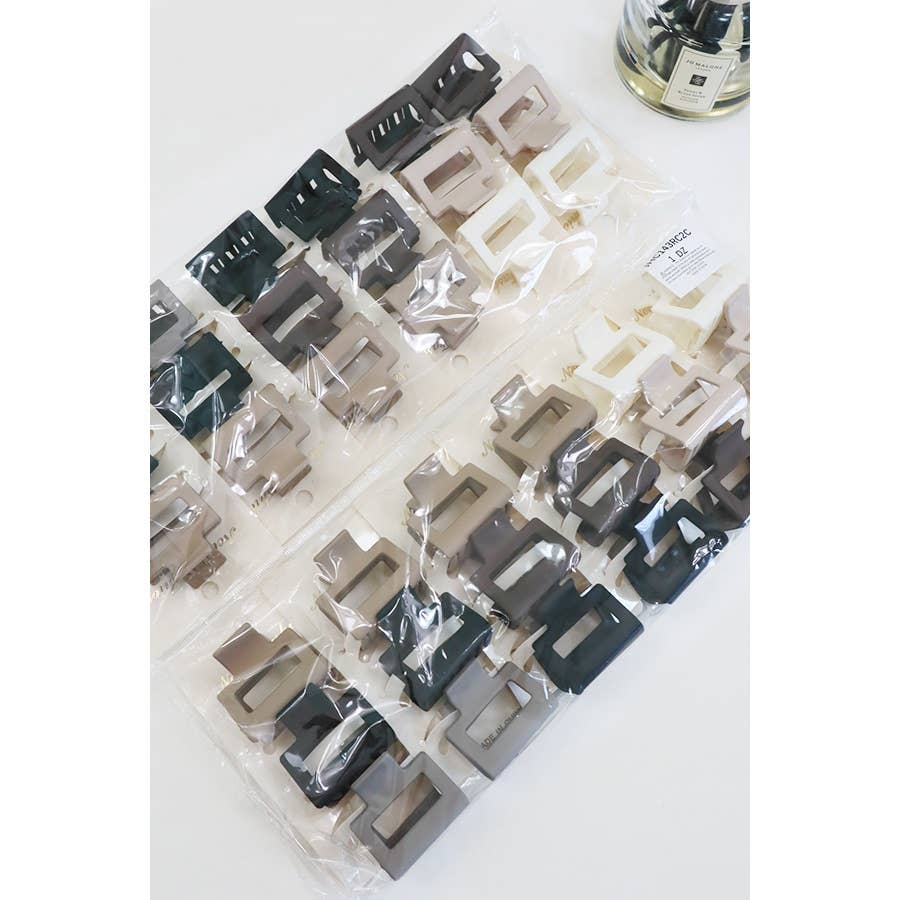 3-Pcs Neutral Color Mini Rectangle Hair Claw Set: MIX COLOR / ONE(12)