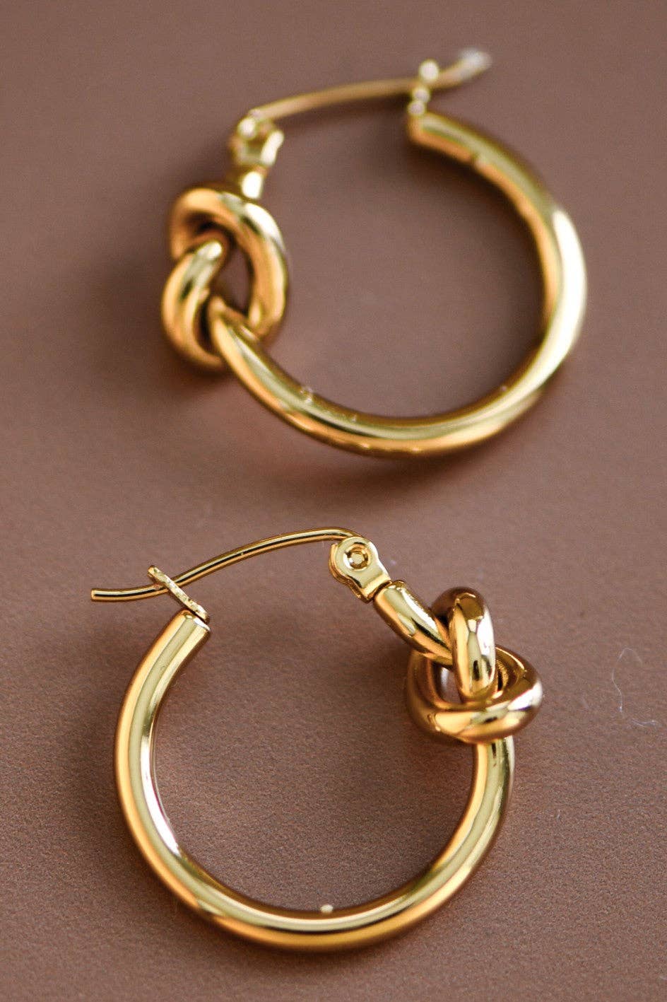 18K Gold Plated Waterproof Stainless Steel Hoop Earrings - Gold