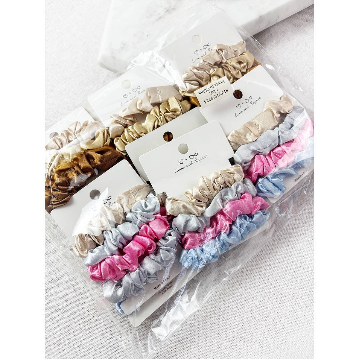 4-Pcs Satin Scrunchie Set: MIX COLOR / ONE(12)