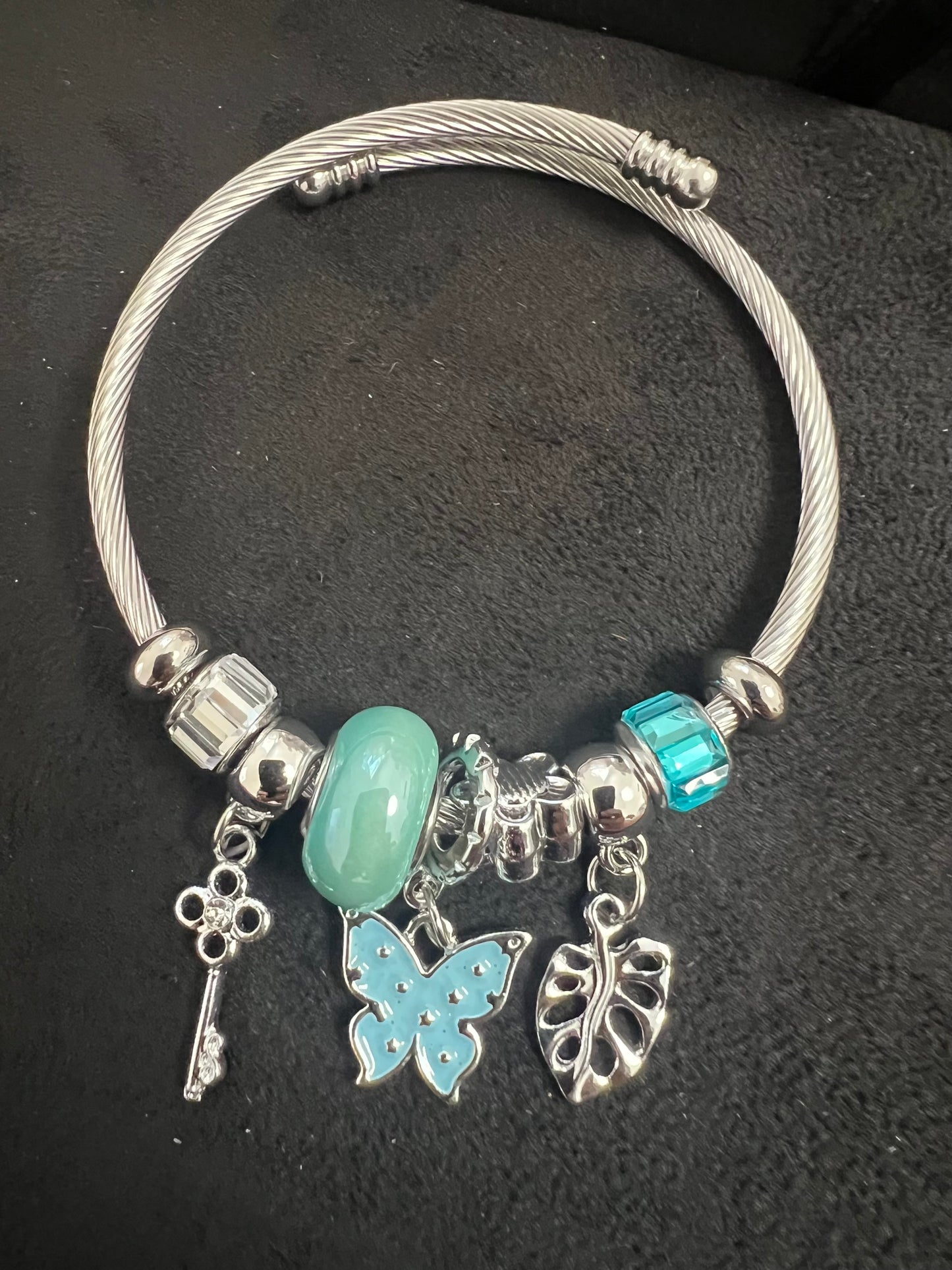 Charm Bracelet Stainless Steel Butterfly Silver