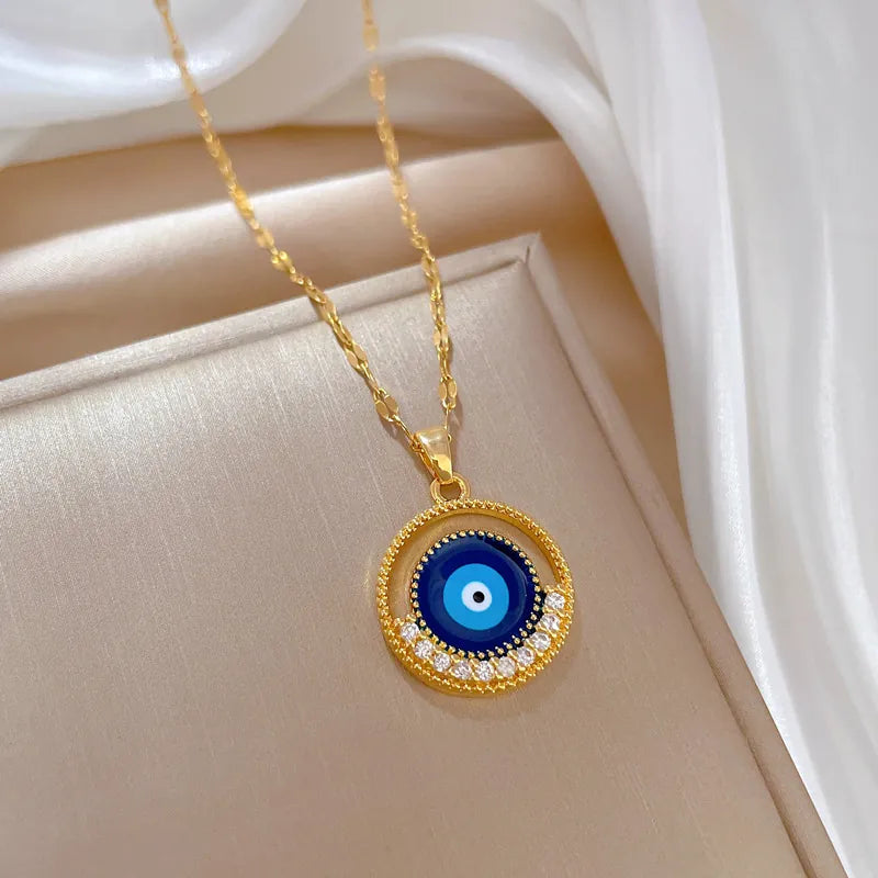 Stainless Steel Evil Eye Pendant Necklace