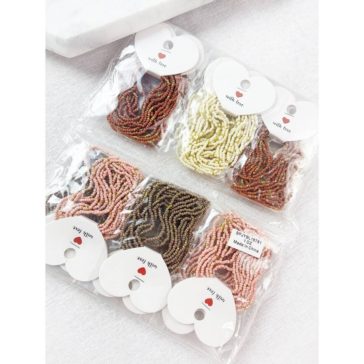 Multi Tone Stacked Seed Bead Bracelet: MIX COLOR / ONE(12)