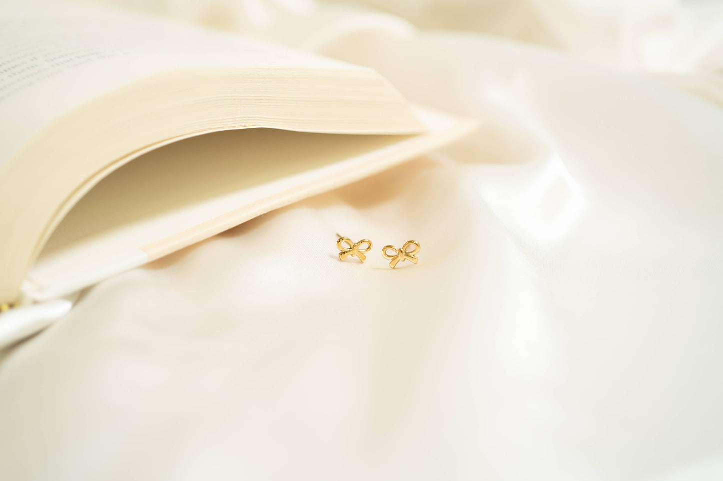 18K Gold PVD Stainless Steel Bow Stud Earrings: Stainless
