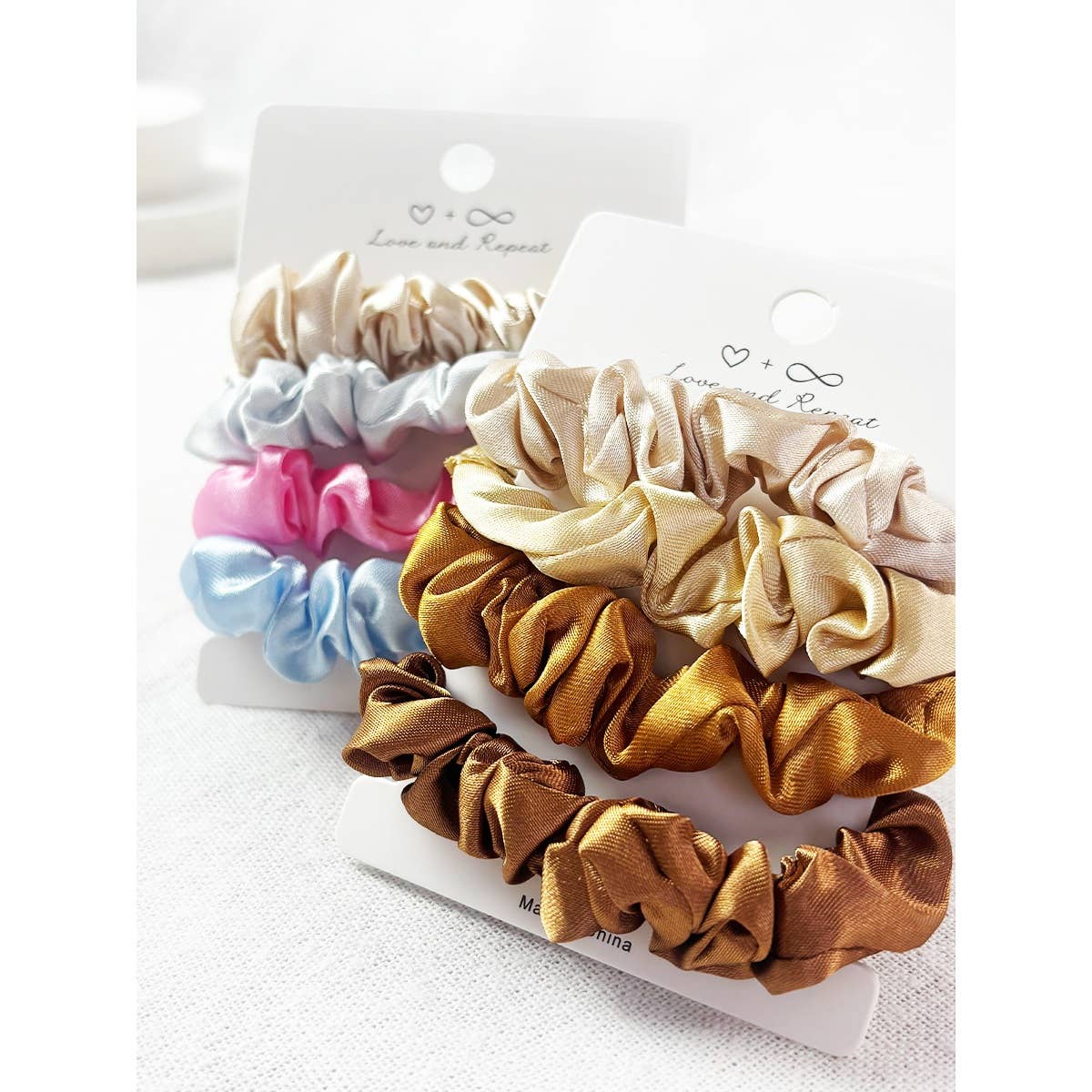 4-Pcs Satin Scrunchie Set: MIX COLOR / ONE(12)