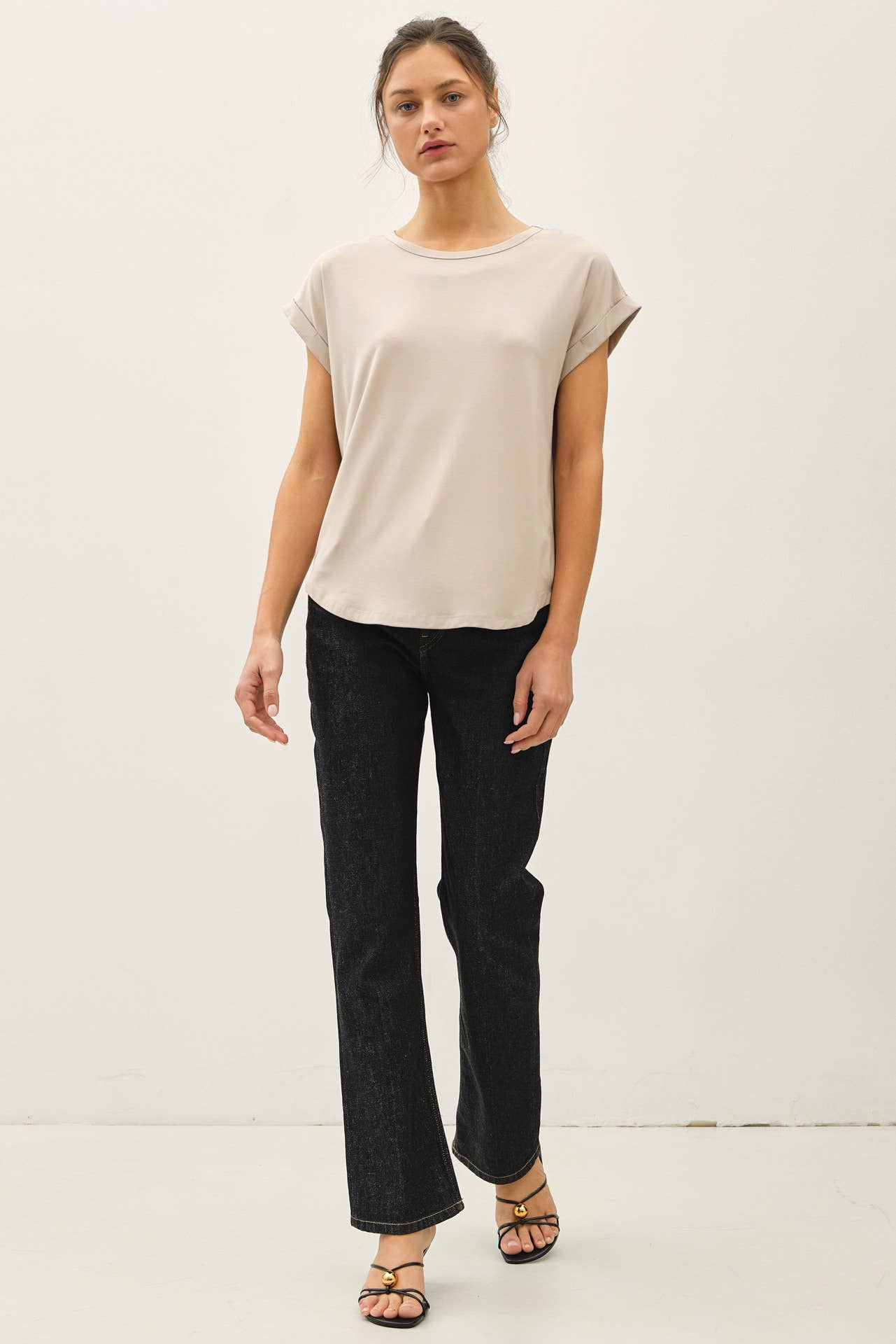 NEW COLOR-BAMBOO/MODAL ROUND NECK DOLMAN CAP SLEEVE T-SHIRT : OFF WHITE