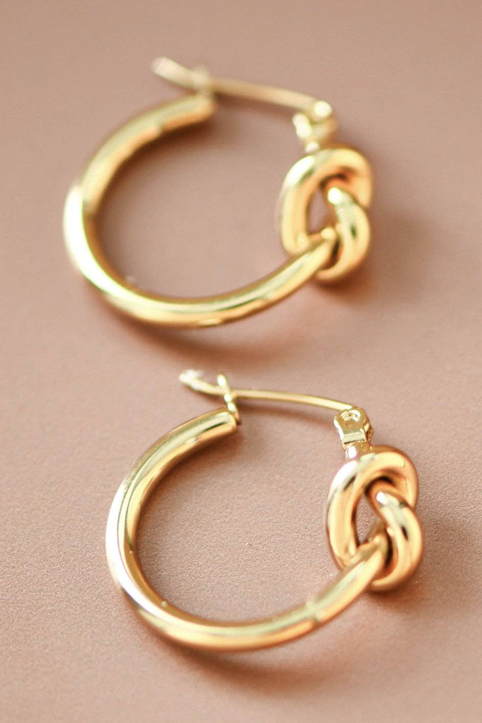 18K Gold Plated Waterproof Stainless Steel Hoop Earrings - Gold