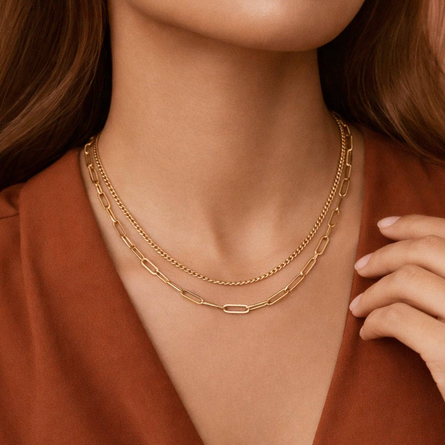 18K Gold Plated Waterproof Stainless Steel Chain Necklace