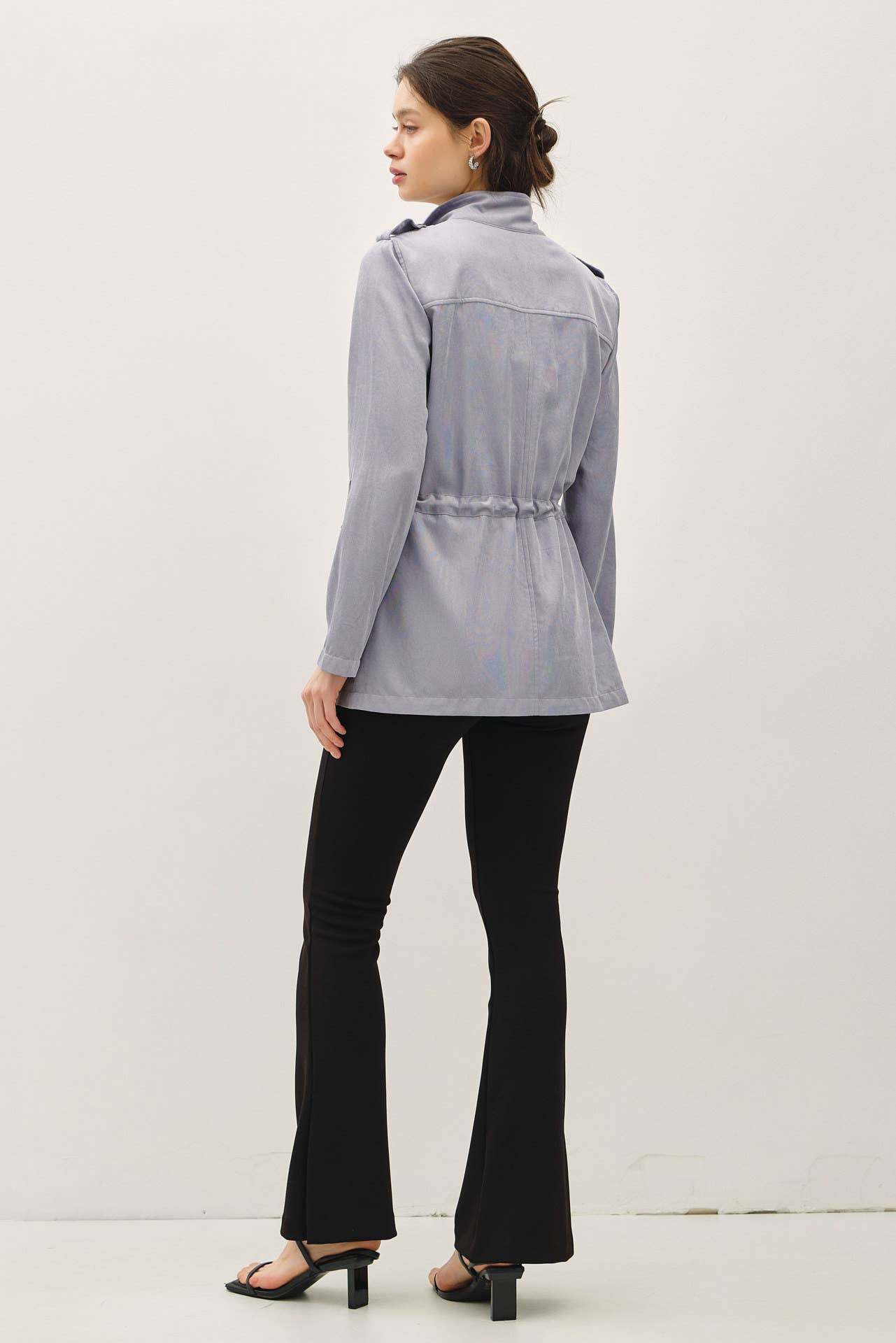 CINCHED WAIST SAFARI CARGO UTILITY JACKET : Beige