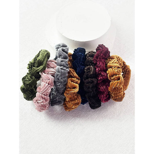 4-Kind Corduroy Assorted Scrunchie Combo Set: MIX COLOR