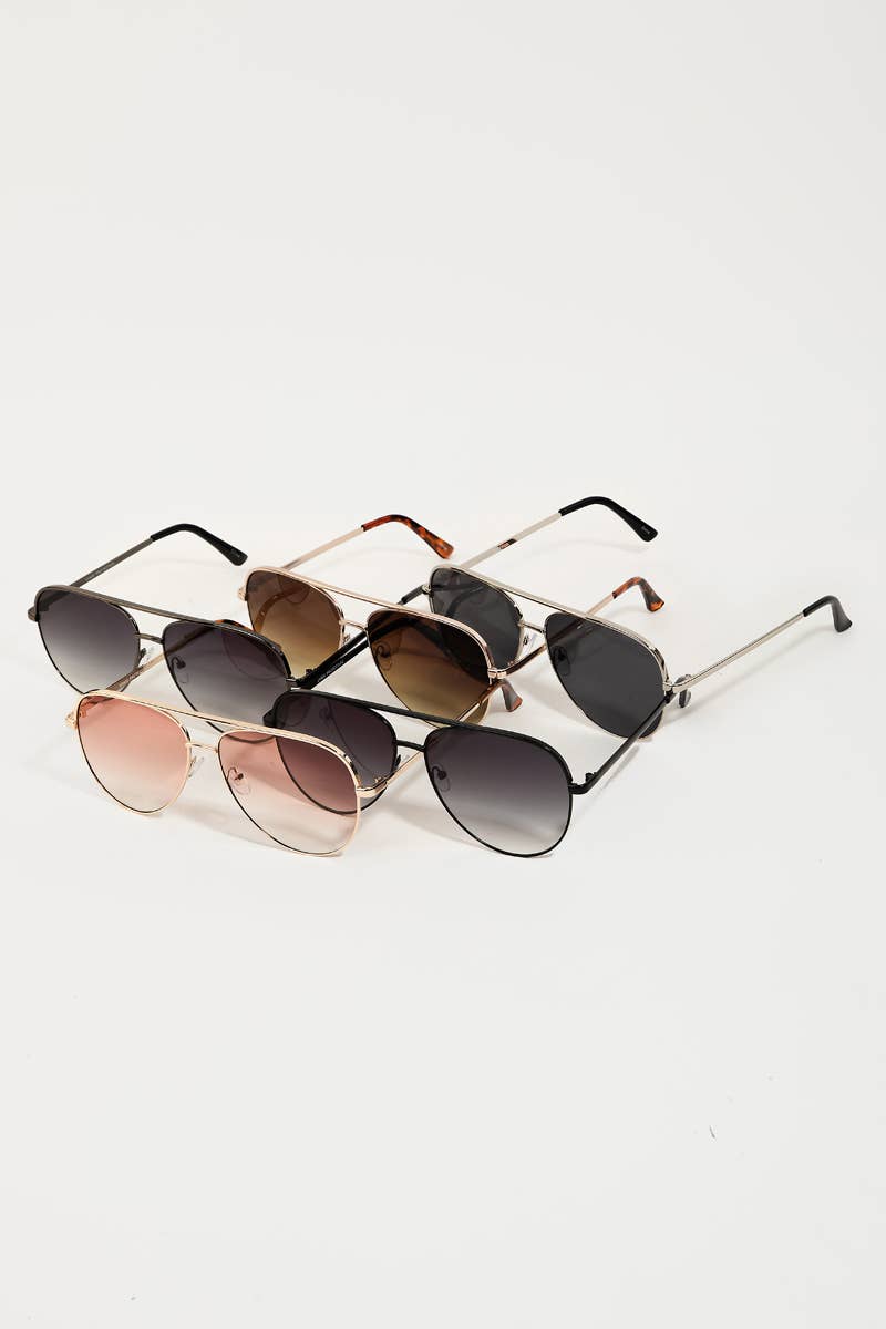 Metal Frame Double Bridge Sunglasses