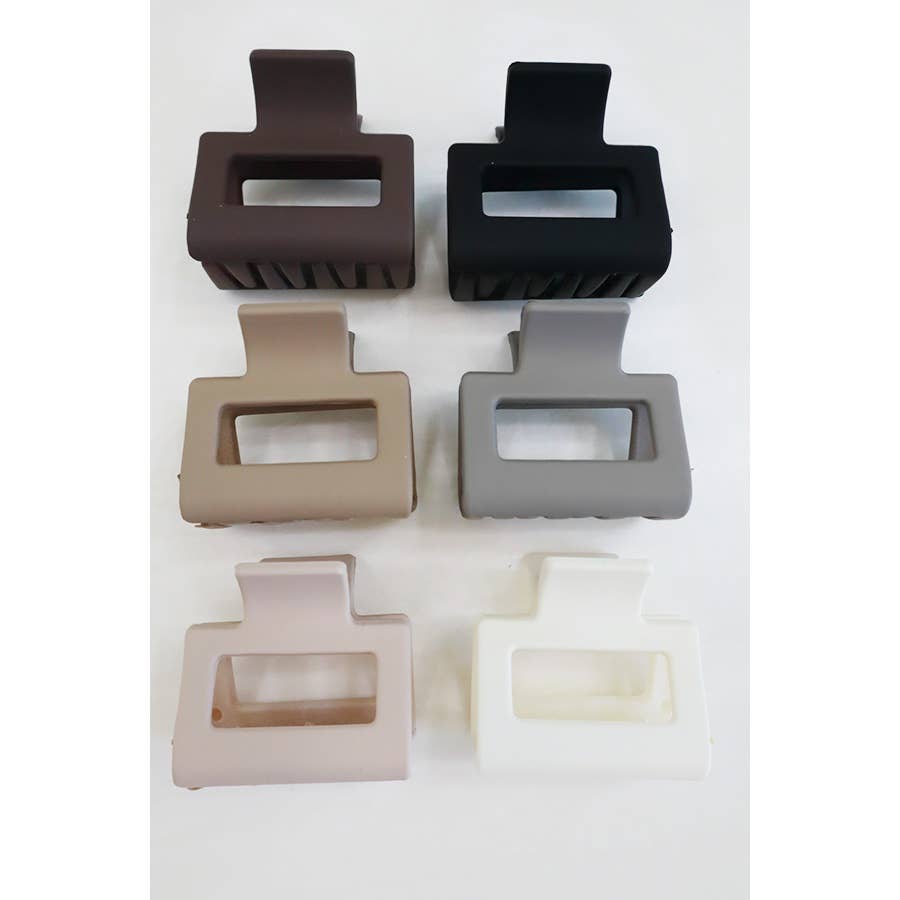 3-Pcs Neutral Color Mini Rectangle Hair Claw Set: MIX COLOR / ONE(12)
