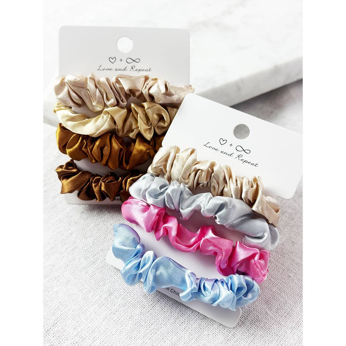 4-Pcs Satin Scrunchie Set: MIX COLOR / ONE(12)