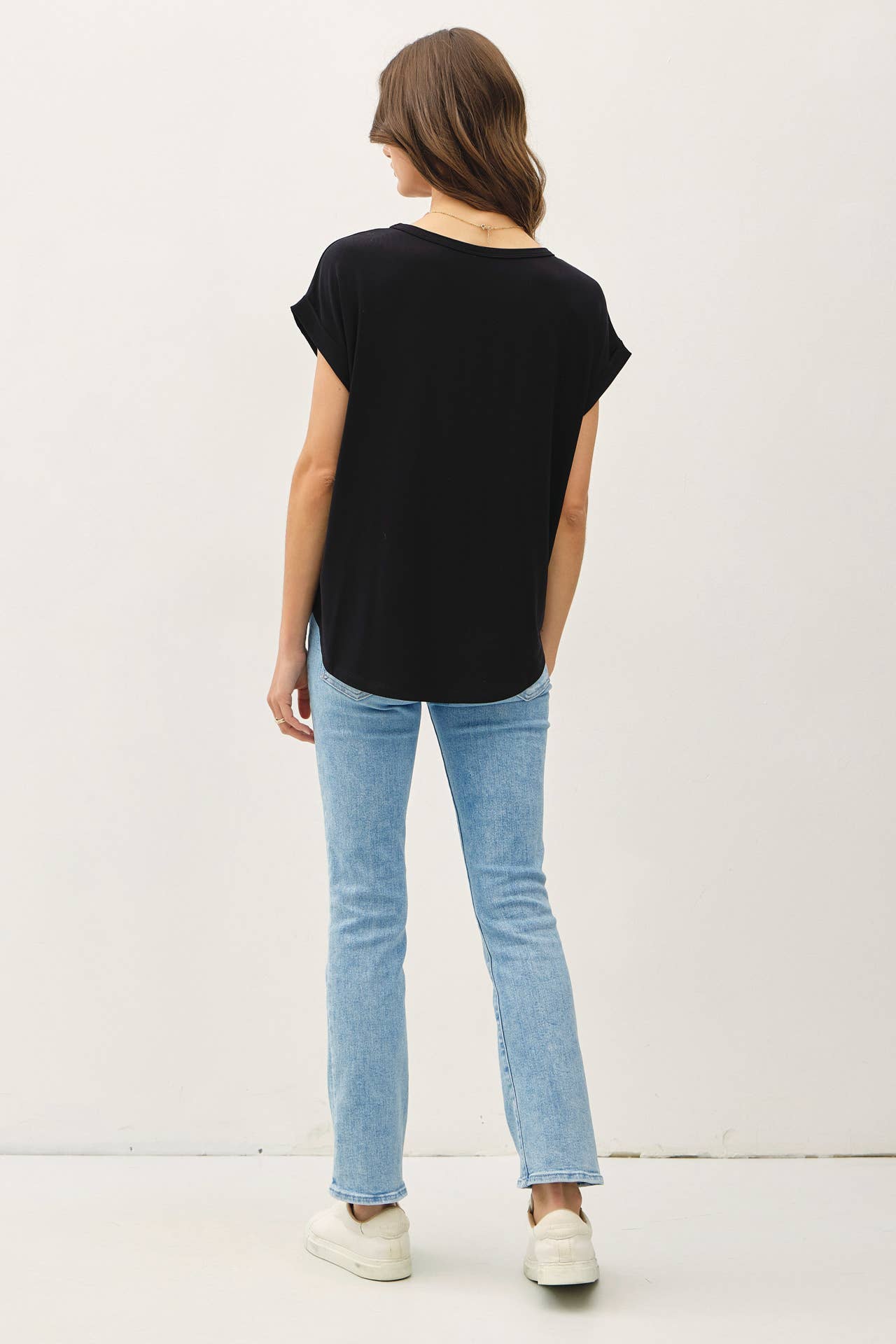 NEW COLOR-BAMBOO/MODAL ROUND NECK DOLMAN CAP SLEEVE T-SHIRT : OFF WHITE