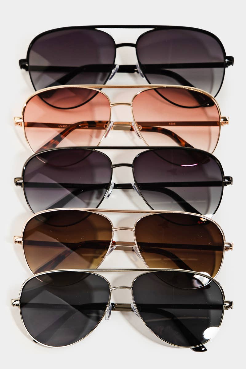 Metal Frame Double Bridge Sunglasses