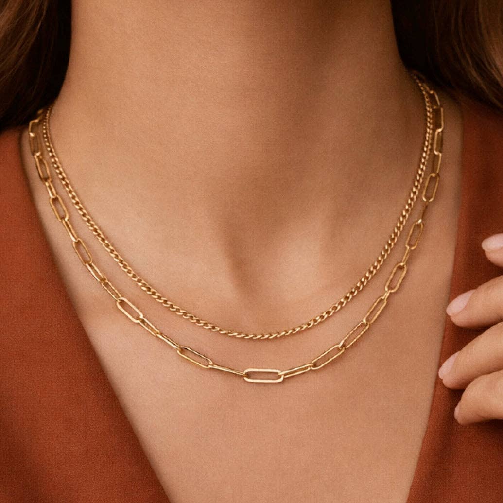 18K Gold Plated Waterproof Stainless Steel Chain Necklace