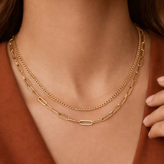 18K Gold Plated Waterproof Stainless Steel Chain Necklace