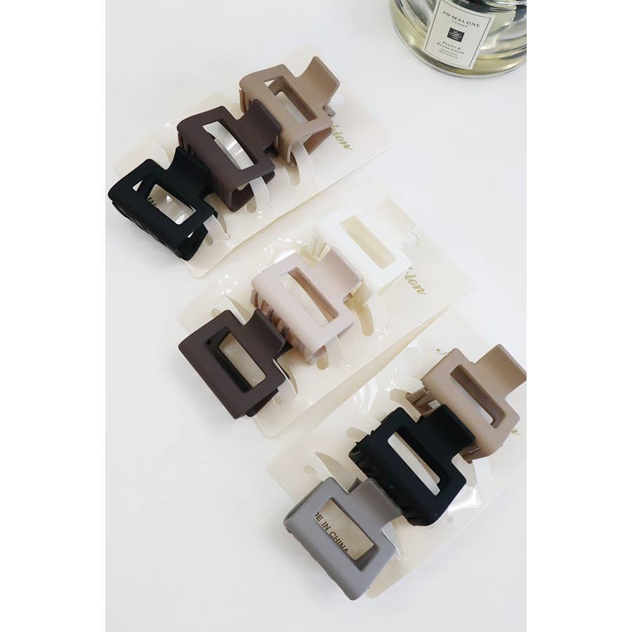 3-Pcs Neutral Color Mini Rectangle Hair Claw Set: MIX COLOR / ONE(12)