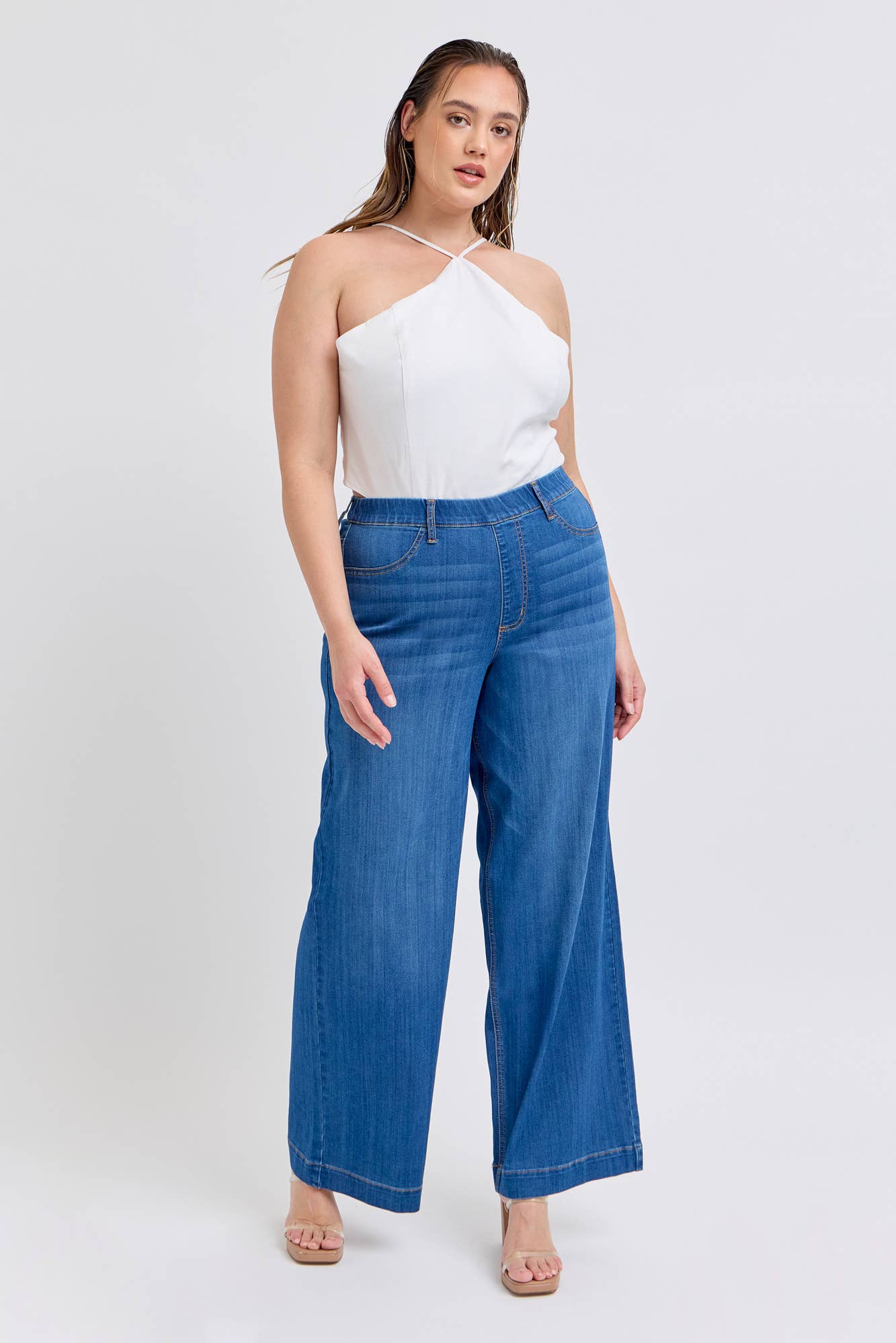 Plus Comfort Medium High Rise Pull-On Wide Leg