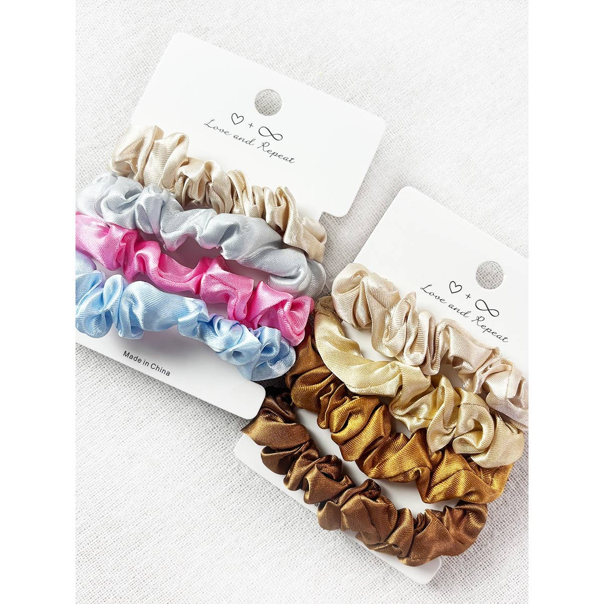4-Pcs Satin Scrunchie Set: MIX COLOR / ONE(12)