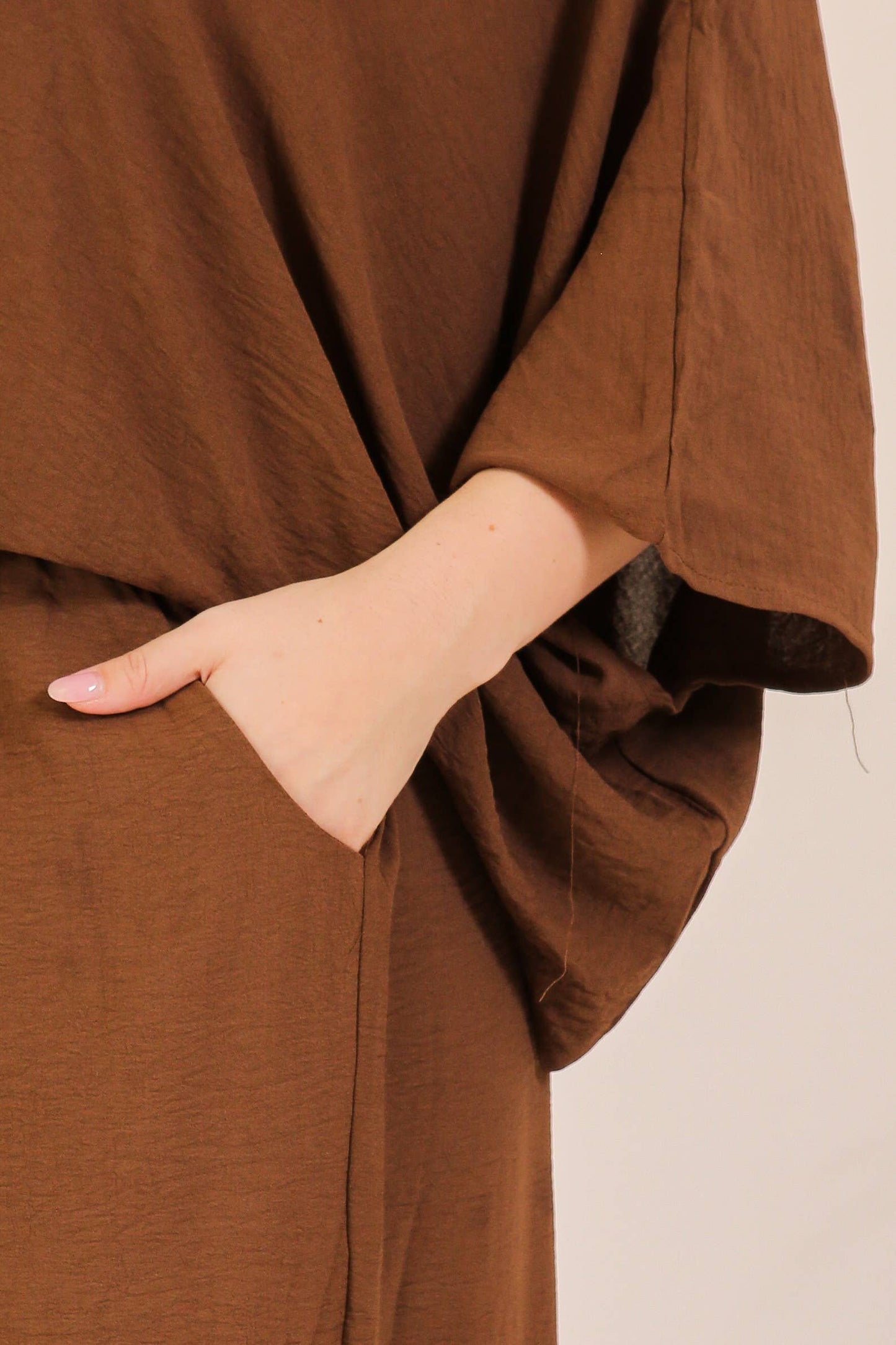 Plus Size Airflow Dolman Sleeve Wide-Leg Jumpsuit : Brown