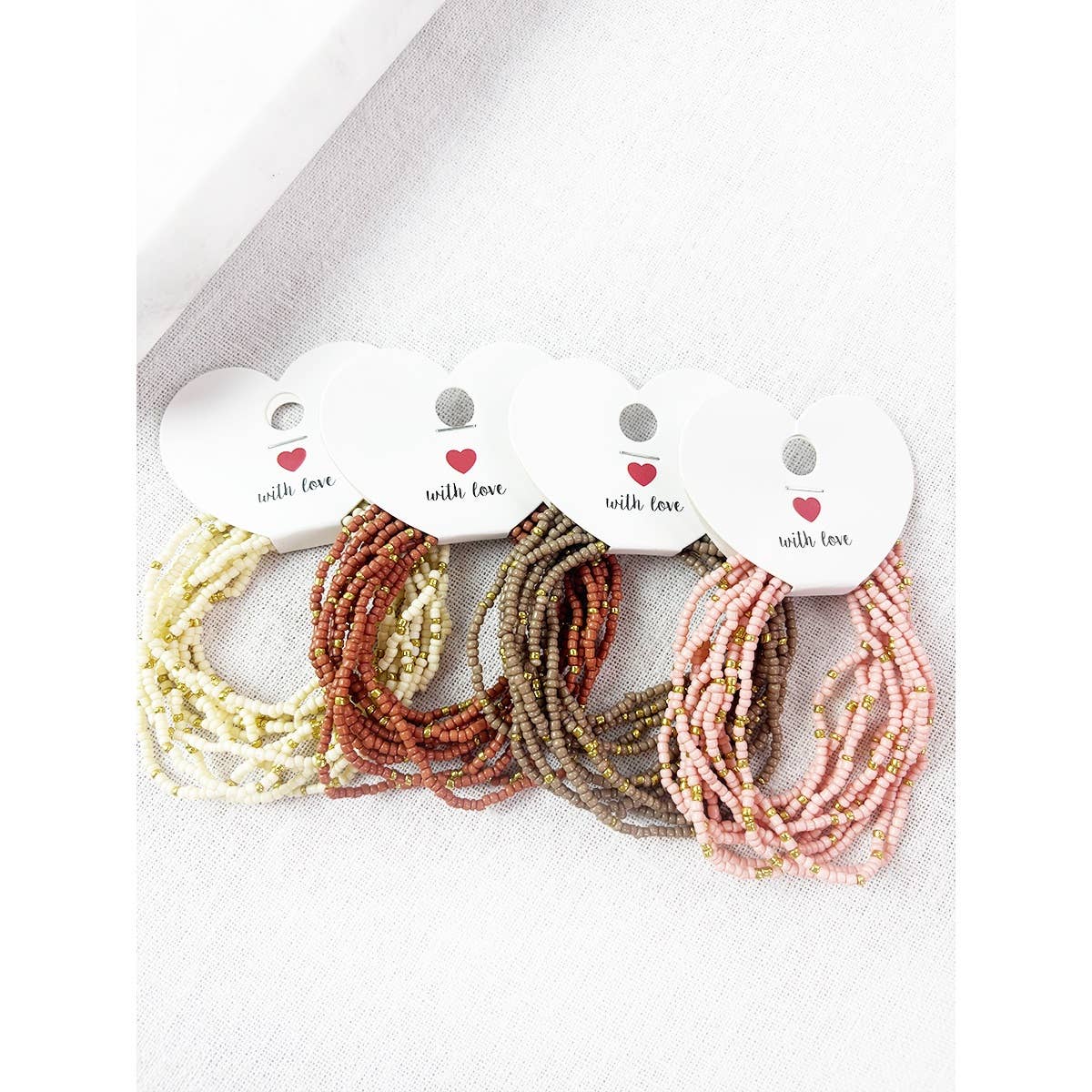 Multi Tone Stacked Seed Bead Bracelet: MIX COLOR / ONE(12)