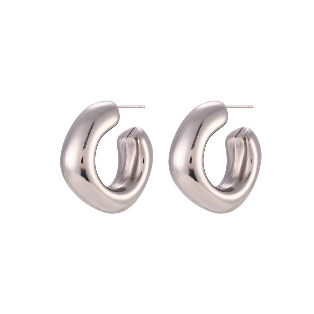 18K STAINLESS STEEL WATERPROOF TARNISH FREE HOOPS | 40E405: Silver