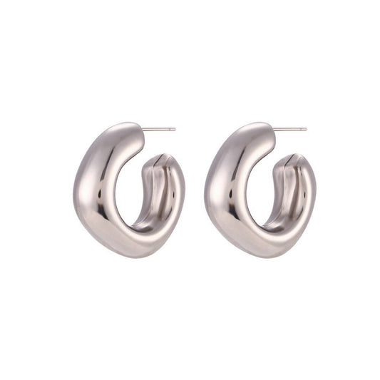 18K STAINLESS STEEL WATERPROOF TARNISH FREE HOOPS | 40E405: Silver