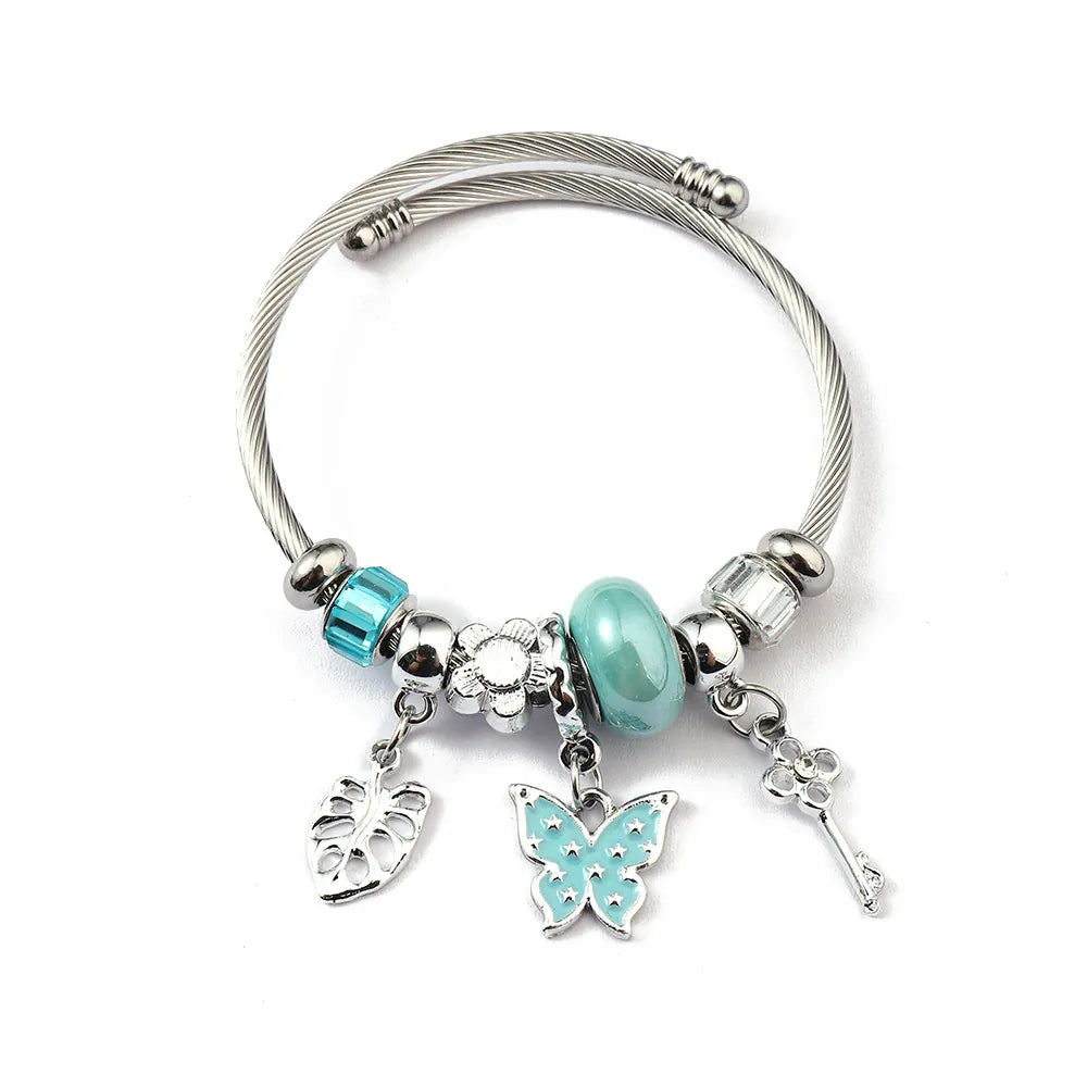 Charm Bracelet Stainless Steel Butterfly  Silver