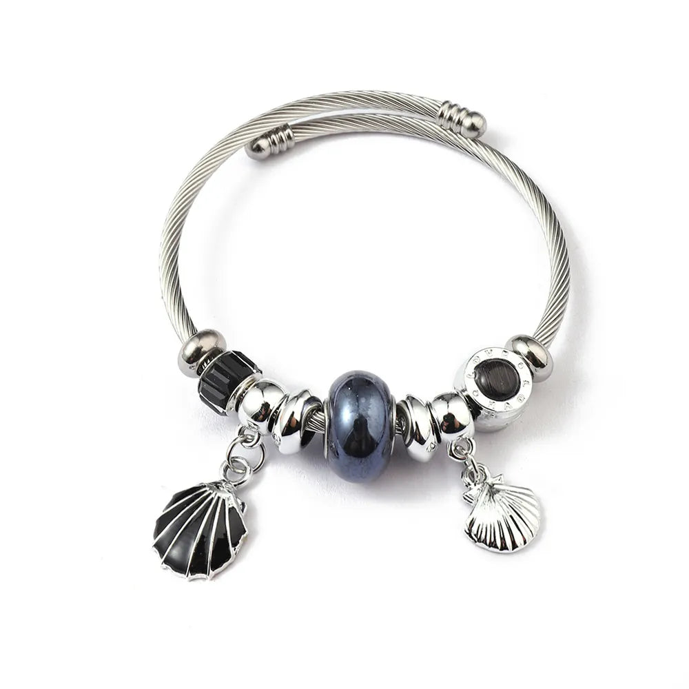 Charm Bracelet Stainless Steel Silver Shell