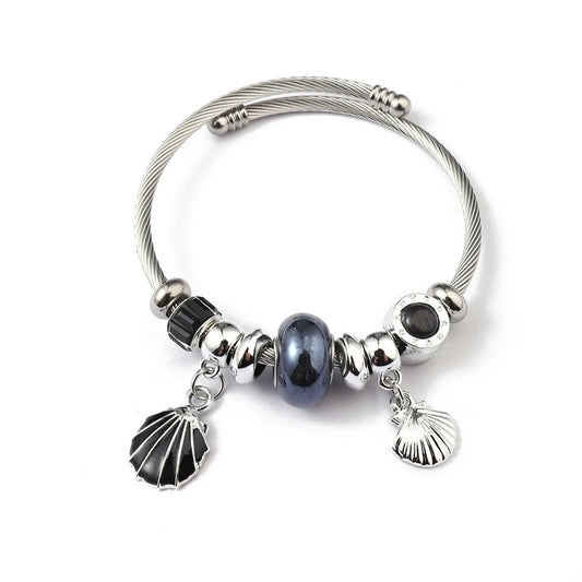 Charm Bracelet Stainless Steel Silver Shell