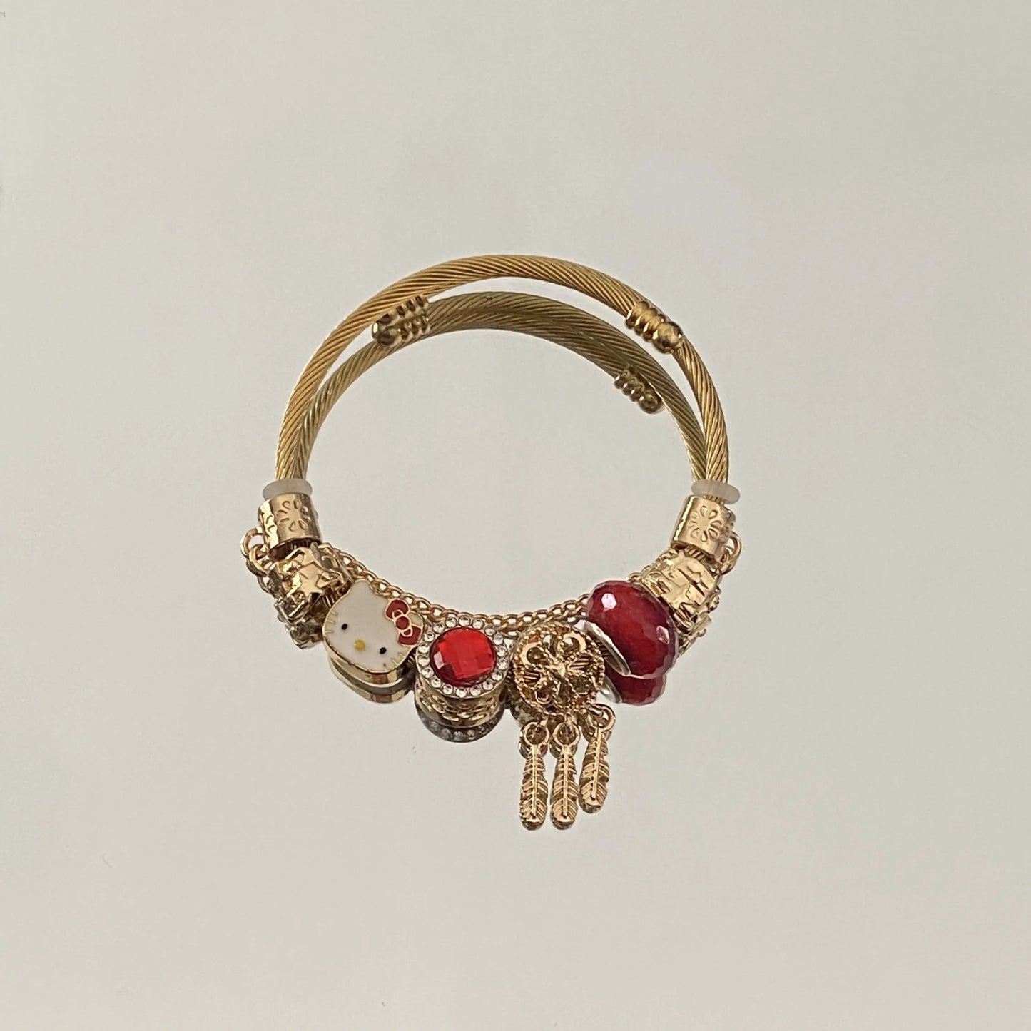 Charm Bracelet Stainless Steel HK Red charms