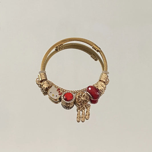 Charm Bracelet Stainless Steel HK Red charms