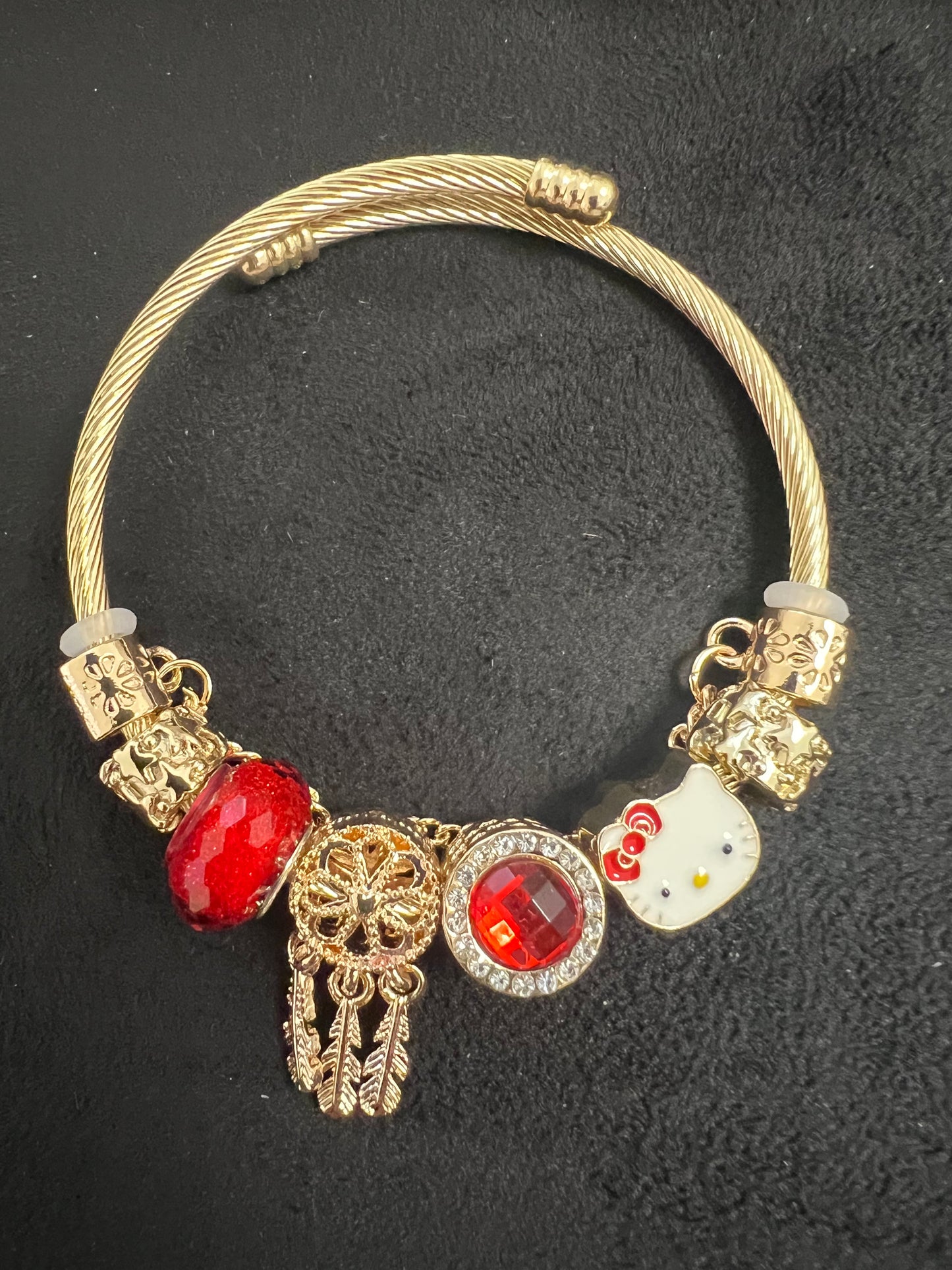 Charm Bracelet Stainless Steel HK Red charms