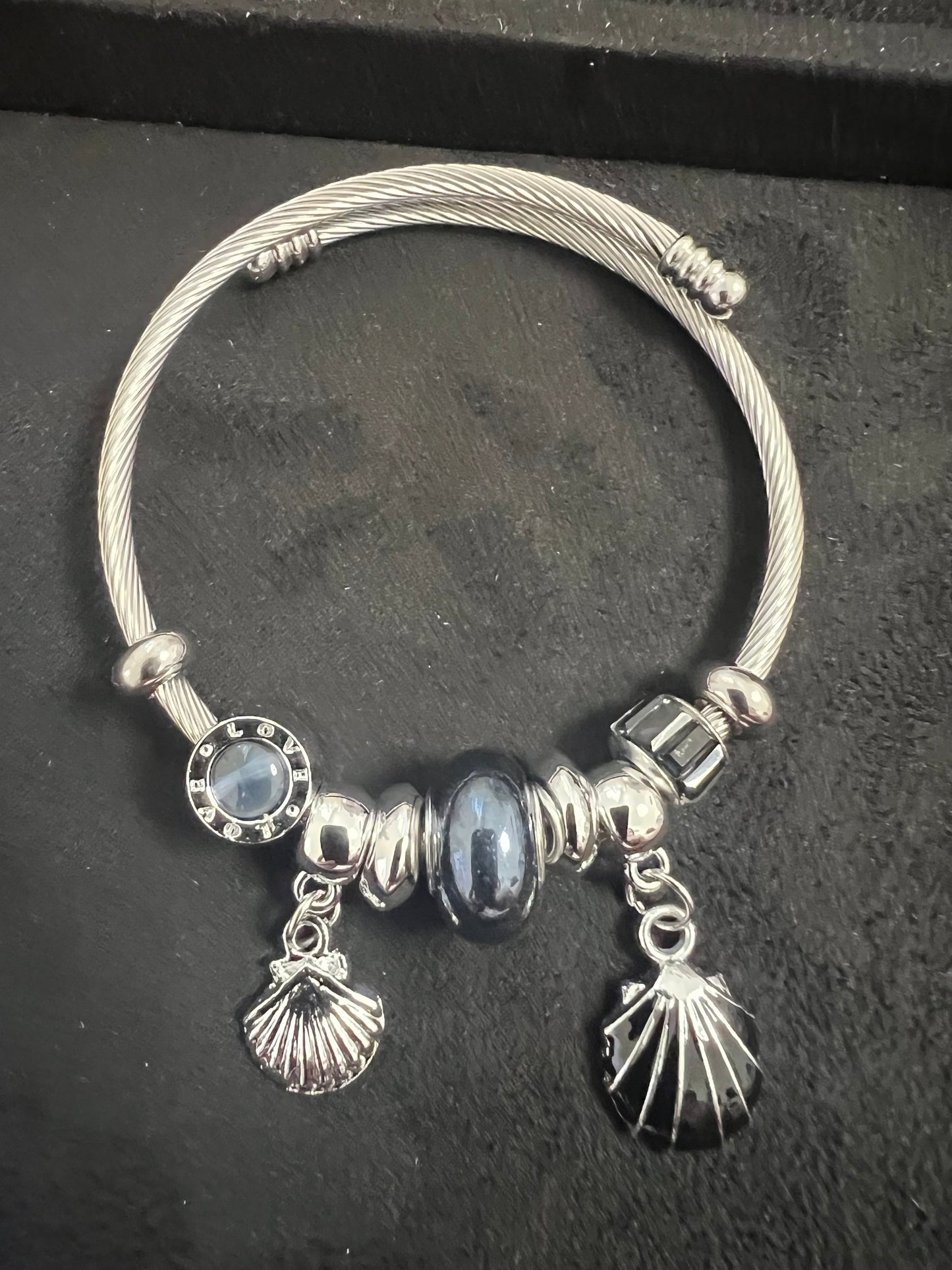 Charm Bracelet Stainless Steel Silver Shell