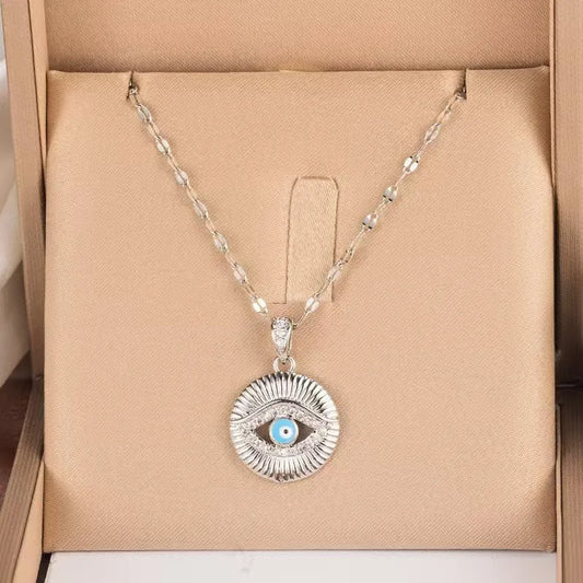 Stainless Steel Pendant Necklaces For Women 18K Gold Plated  Evil Eye