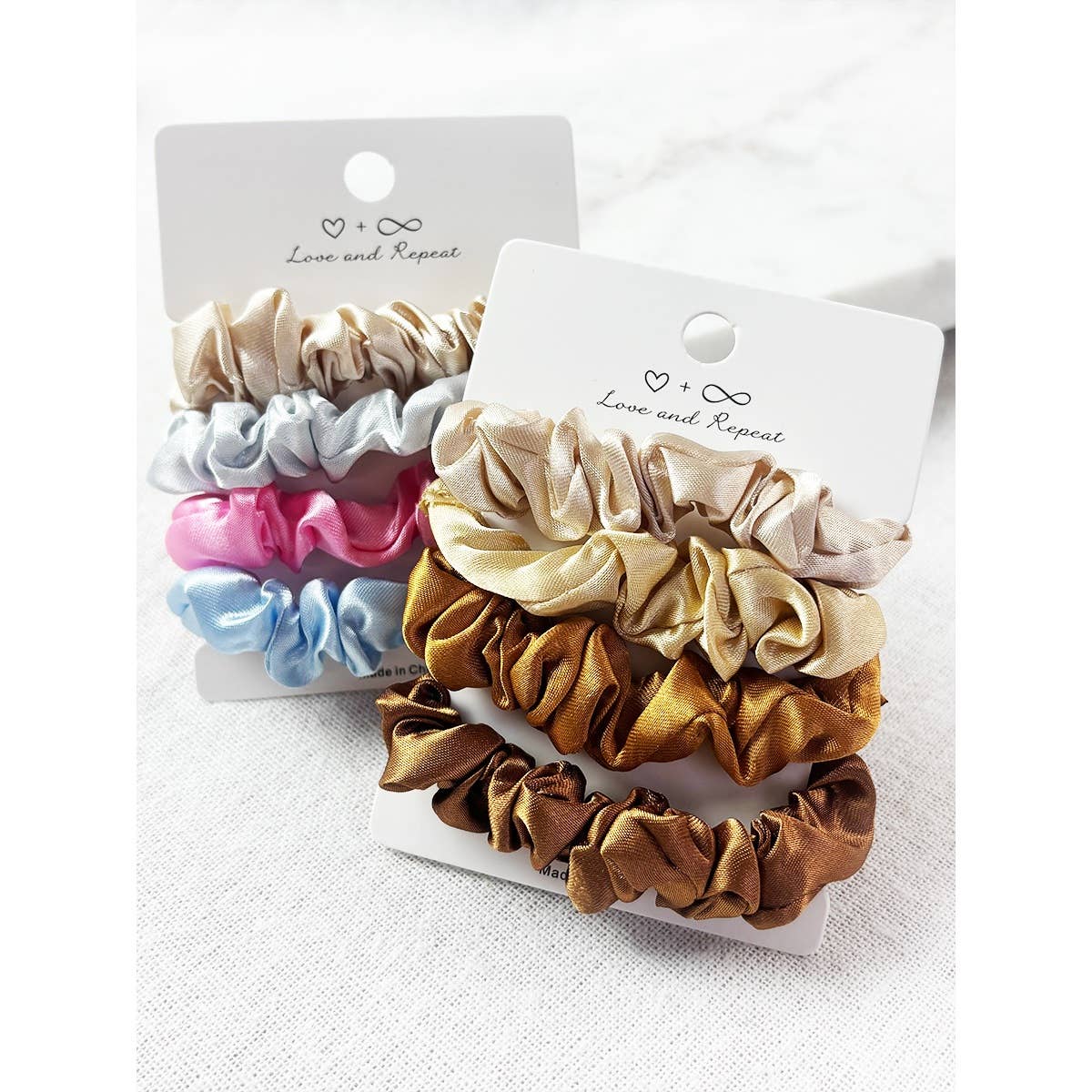 4-Pcs Satin Scrunchie Set: MIX COLOR / ONE(12)