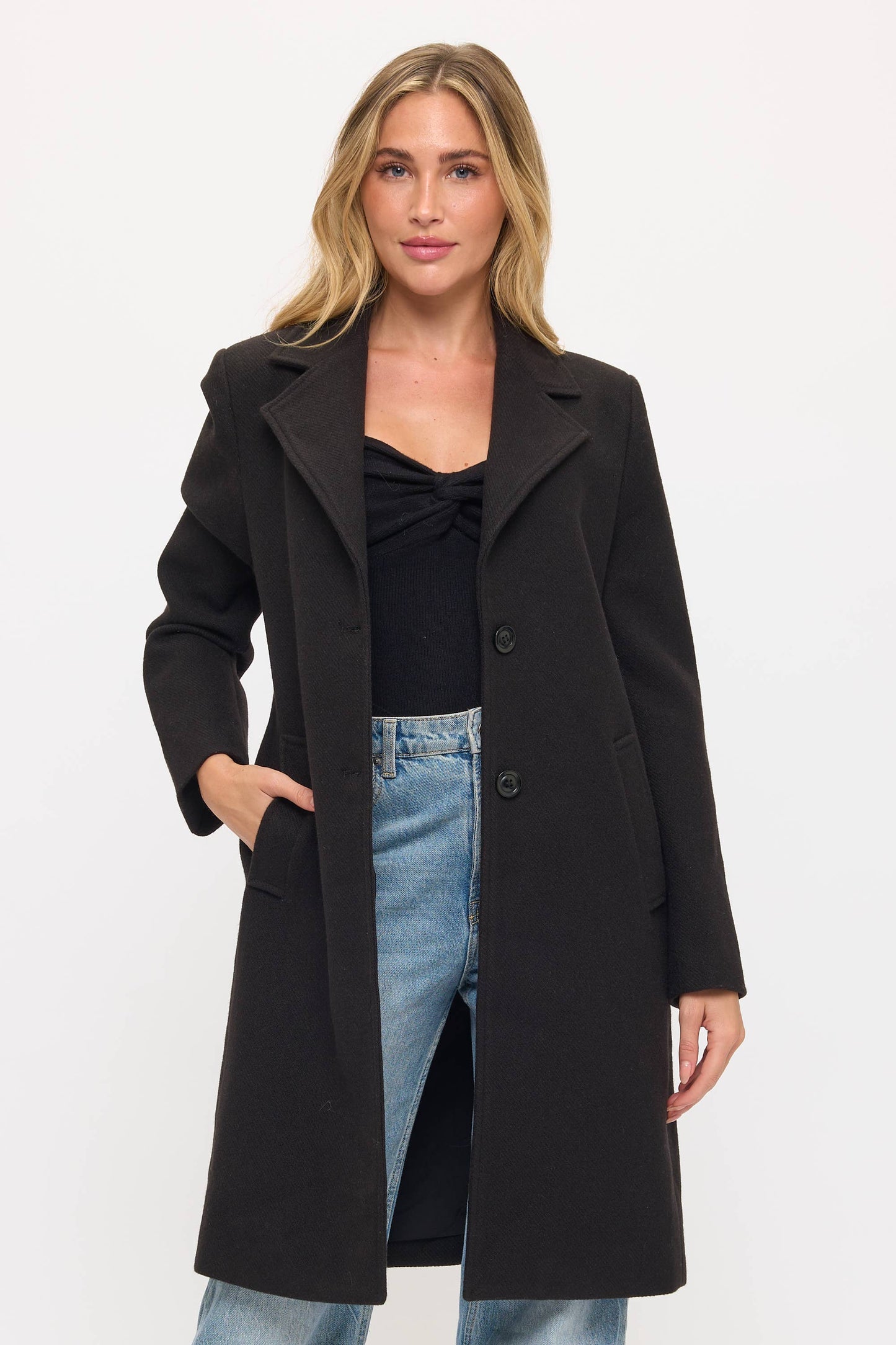 CLAWC0107: Prestige Wool Statement Coat: Black