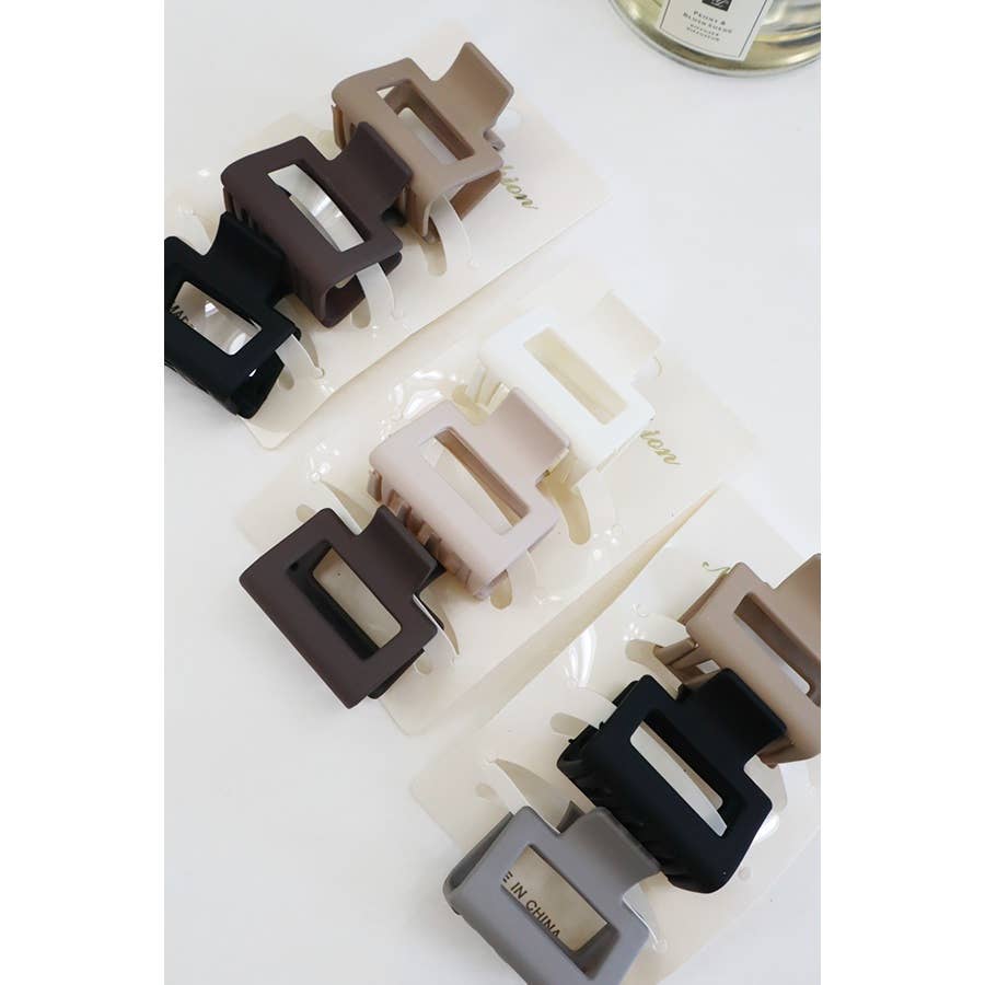 3-Pcs Neutral Color Mini Rectangle Hair Claw Set: MIX COLOR / ONE(12)