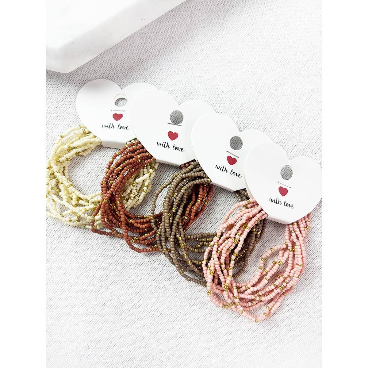 Multi Tone Stacked Seed Bead Bracelet: MIX COLOR / ONE(12)