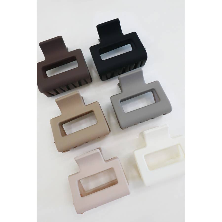 3-Pcs Neutral Color Mini Rectangle Hair Claw Set: MIX COLOR / ONE(12)