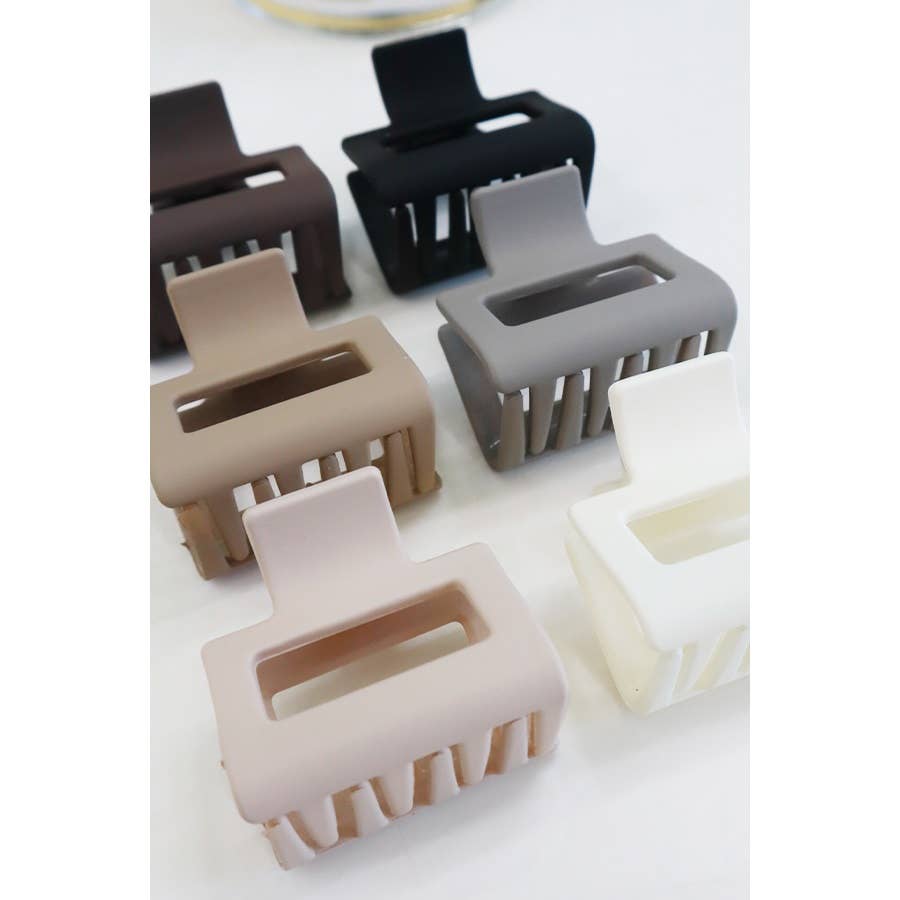 3-Pcs Neutral Color Mini Rectangle Hair Claw Set: MIX COLOR / ONE(12)