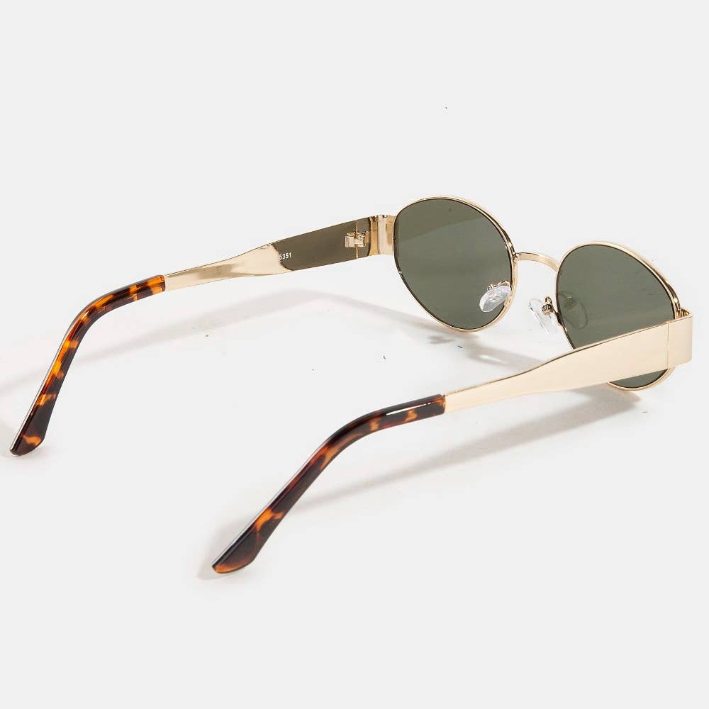 Metal Frame Oval Lens Sunglasses