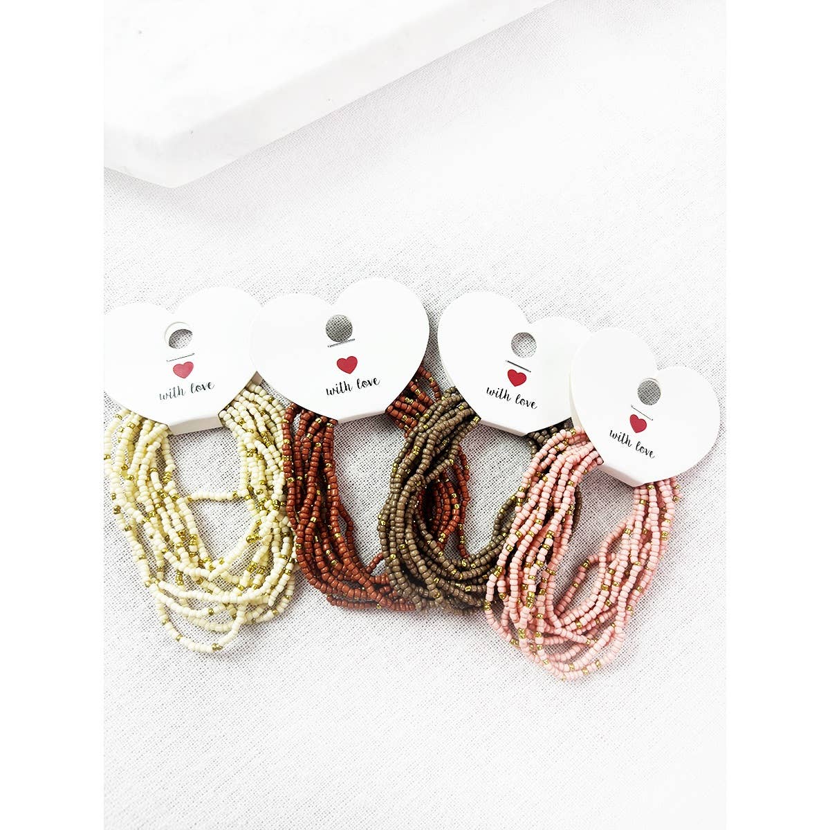Multi Tone Stacked Seed Bead Bracelet: MIX COLOR / ONE(12)