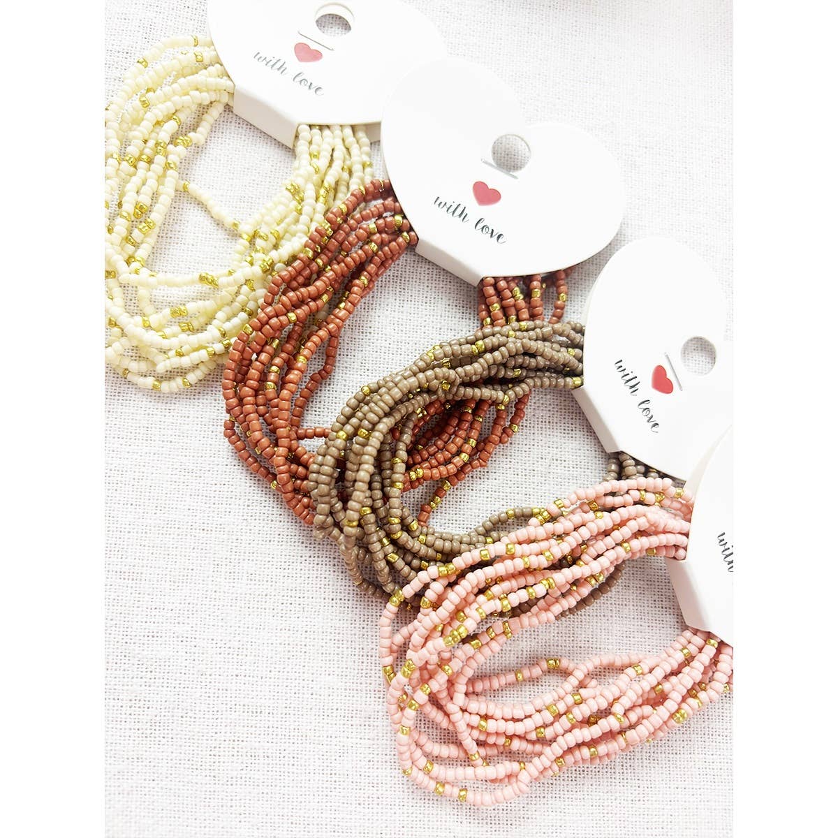 Multi Tone Stacked Seed Bead Bracelet: MIX COLOR / ONE(12)