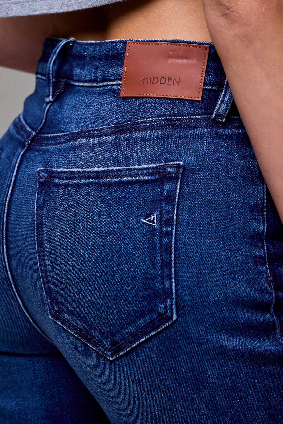 Dark Wash Cuffed Stretch 31" Inseam Straight Jeans: