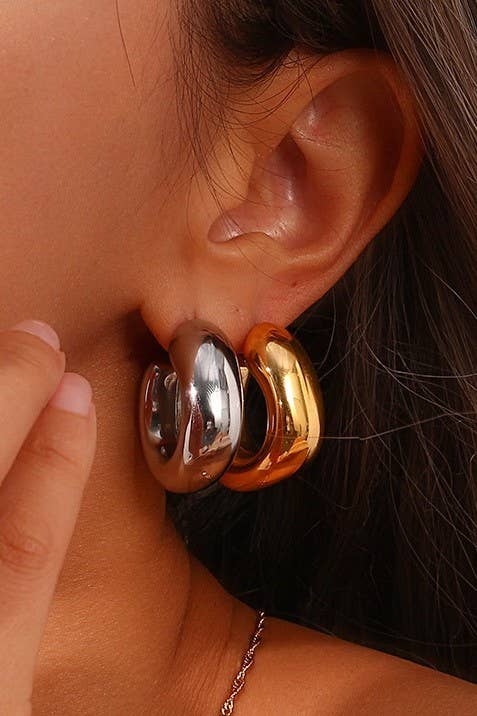18K STAINLESS STEEL WATERPROOF TARNISH FREE HOOPS | 40E405: Silver