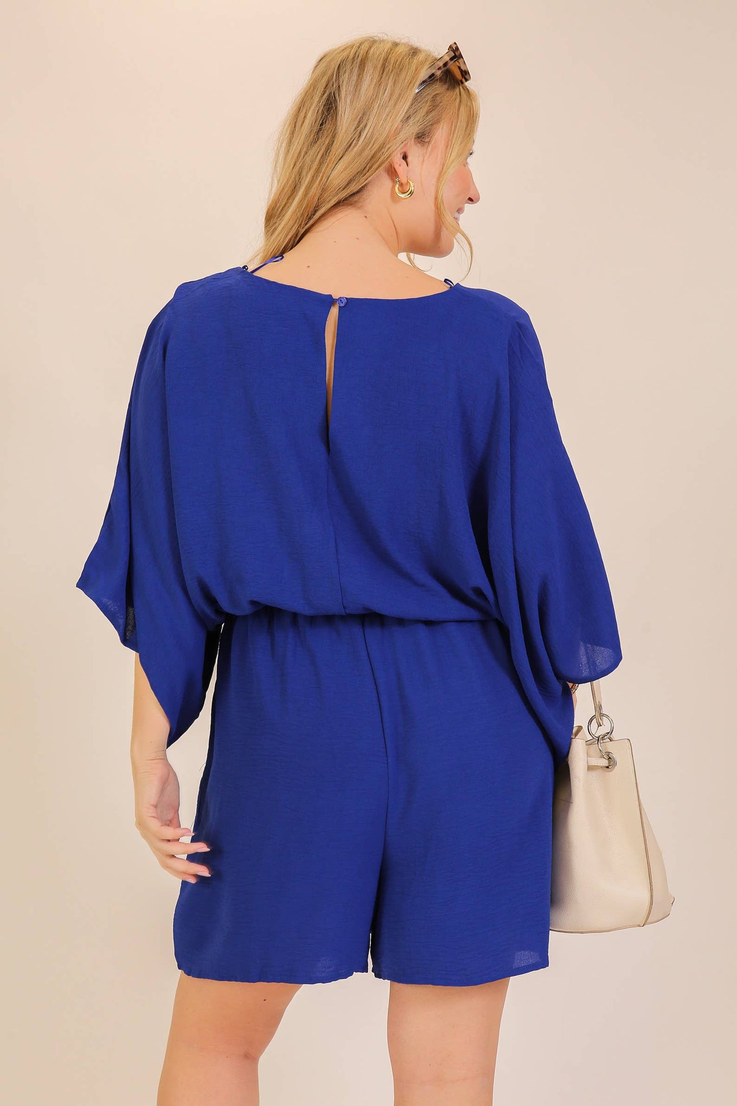 Plus Size Airflow Dolman Sleeve Romper : Royal