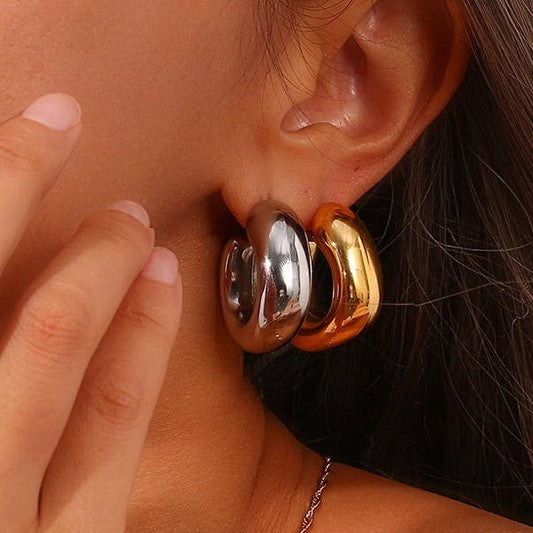 18K STAINLESS STEEL WATERPROOF TARNISH FREE HOOPS | 40E405: Silver