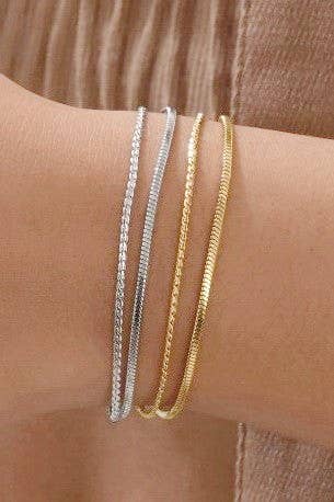 18K STAINLESS STEEL TARNISH FREE LAYERED BRACELET |  40B5145: Silver