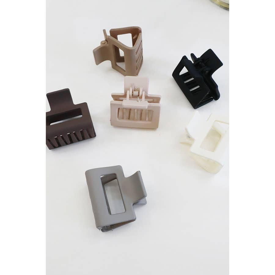 3-Pcs Neutral Color Mini Rectangle Hair Claw Set: MIX COLOR / ONE(12)
